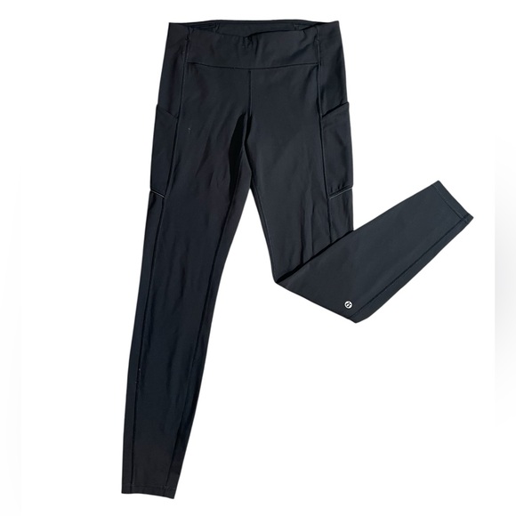 lululemon athletica Pants - X6- Lululemon Medium Med M Black mid-Rise Performance Leggings w/ Side Pockets